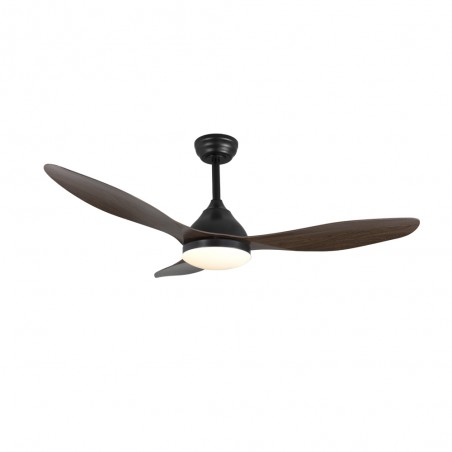 Ventilateur de plafond LED Cavil Noir+Bois CCT Dim (20W)