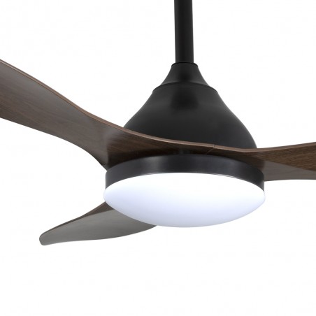 Ventilateur de plafond LED Cavil Noir+Bois CCT Dim (20W)