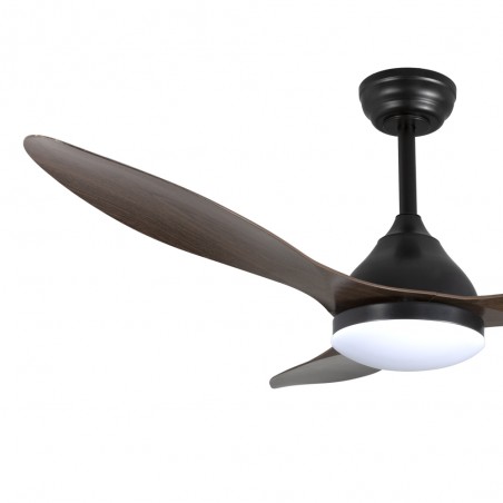 Ventilateur de plafond LED Cavil Noir+Bois CCT Dim (20W)