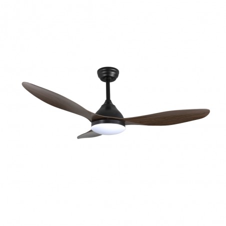 Ventilateur de plafond LED Cavil Noir+Bois CCT Dim (20W)