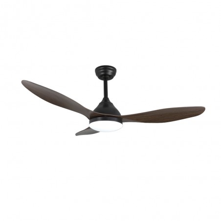 Ventilateur de plafond LED Cavil Noir+Bois CCT Dim (20W)