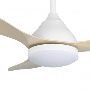 Ventilateur de plafond LED Cavil Blanc+Bois CCT Dim (20W)