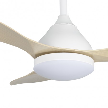 Ventilateur de plafond LED Cavil Blanc+Bois CCT Dim (20W)