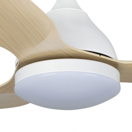 Ventilateur de plafond LED Cavil Mini Blanc+Bois CCT Dim (20W)