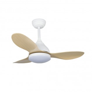 Ventilateur de plafond LED Cavil Mini Blanc+Bois CCT Dim (20W)