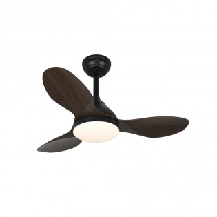Ventilateur de plafond LED Cavil Mini Noir+Bois CCT Dim (20W)