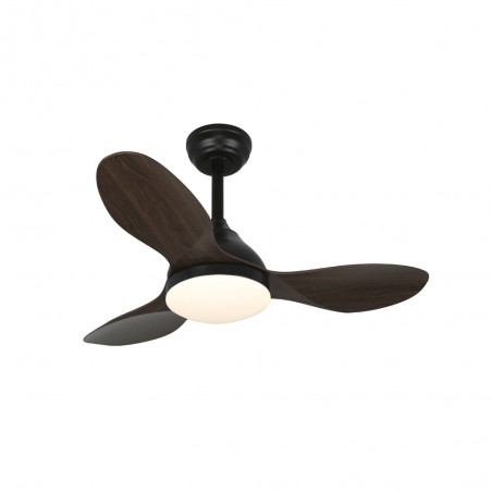 Ventilateur de plafond LED Cavil Mini Noir+Bois CCT Dim (20W)