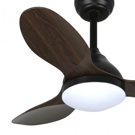 Ventilateur de plafond LED Cavil Mini Noir+Bois CCT Dim (20W)