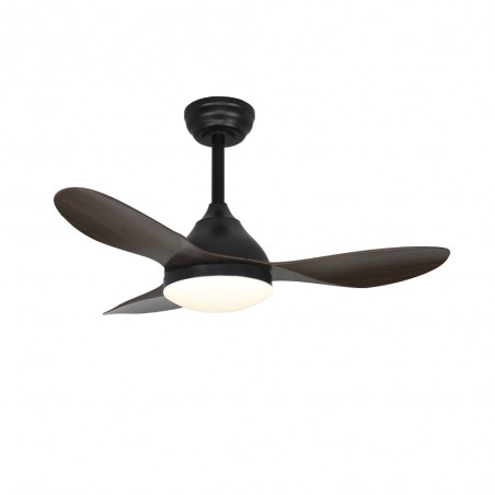 Ventilateur de plafond LED Cavil Mini Noir+Bois CCT Dim (20W)