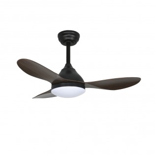 Ventilateur de plafond LED Cavil Mini Noir+Bois CCT Dim (20W)