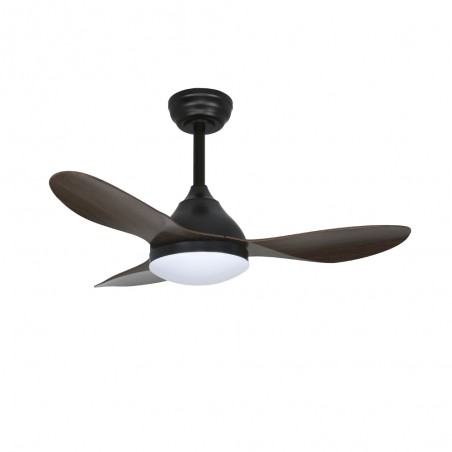 Ventilateur de plafond LED Cavil Mini Noir+Bois CCT Dim (20W)