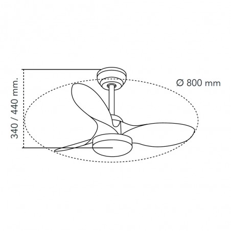 Ventilateur de plafond LED Cavil Mini S Blanc CCT Dim (20W)