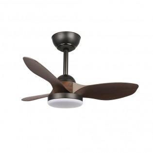 Ventilateur de plafond LED Cavil Mini S Noir+Bois CCT Dim (20W)