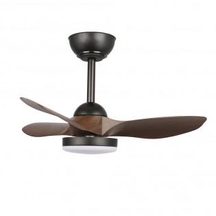 Ventilateur de plafond LED Cavil Mini S Noir+Bois CCT Dim (20W)
