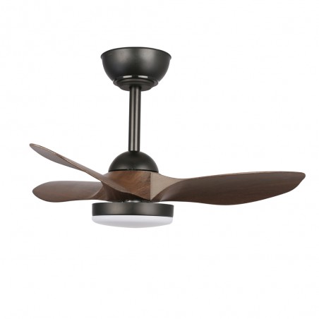 Ventilateur de plafond LED Cavil Mini S Noir+Bois CCT Dim (20W)