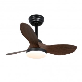 Ventilateur de plafond LED Cavil Mini S Noir+Bois CCT Dim (20W)