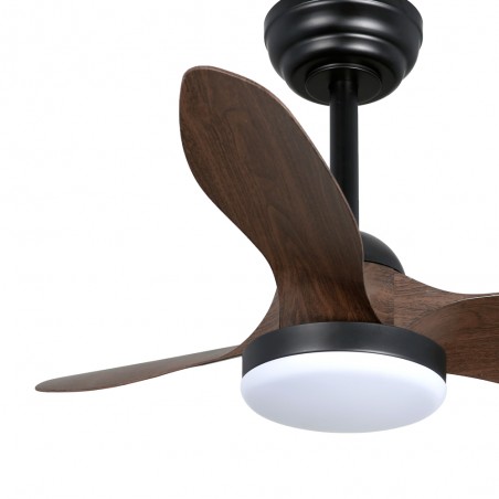 Ventilateur de plafond LED Cavil Mini S Noir+Bois CCT Dim (20W)