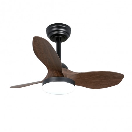 Ventilateur de plafond LED Cavil Mini S Noir+Bois CCT Dim (20W)