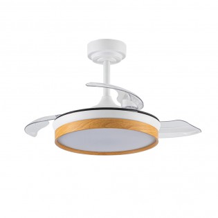 Ventilateur pales rabattables LED Tamero Hêtre CCT Dim (46W)
