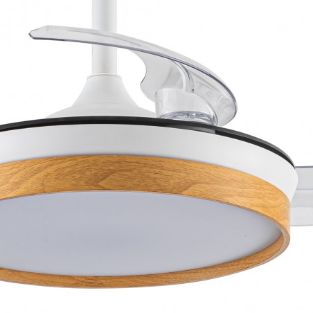Ventilateur pales rabattables LED Tamero Hêtre CCT Dim (46W)