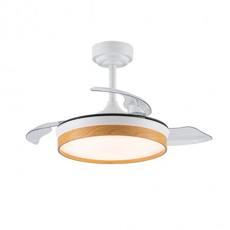 Ventilateur pales rabattables LED Tamero Hêtre CCT Dim (46W)