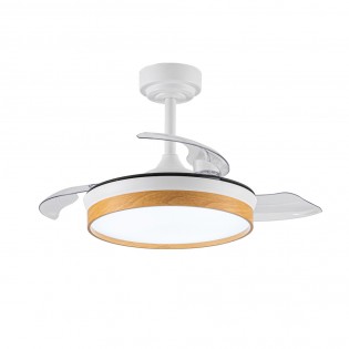 Ventilateur pales rabattables LED Tamero Hêtre CCT Dim (46W)