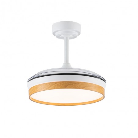 Ventilateur pales rabattables LED Tamero Hêtre CCT Dim (46W)