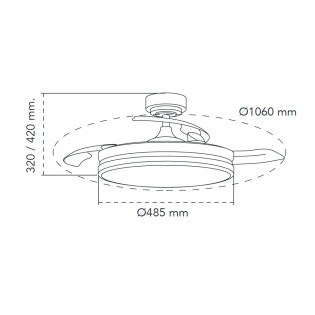 Ventilateur pales rabattables LED Tamero Hêtre CCT Dim (72W)