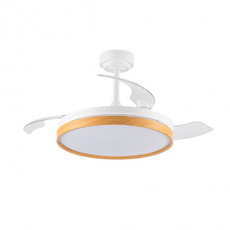 Ventilateur pales rabattables LED Tamero Hêtre CCT Dim (72W)