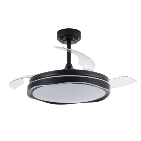 Ventilateur LED pales pliantes Goan Noir CCT Dim (72W)