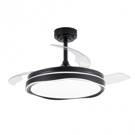 Ventilateur LED pales pliantes Goan Noir CCT Dim (72W)