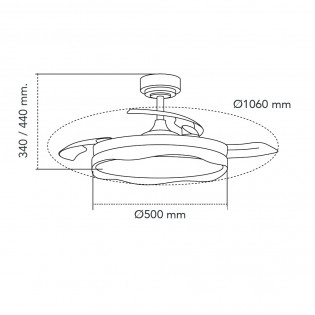 Ventilateur LED pales pliantes Goan Noir CCT Dim (72W)