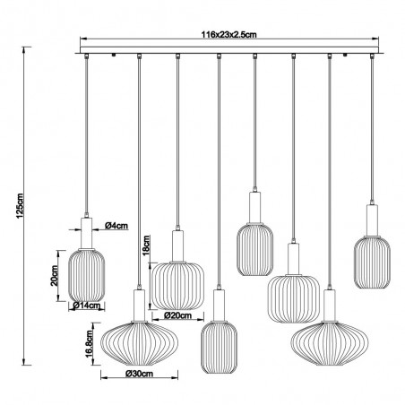 Lámpe a suspension lineal Normy (8 Lumieres)