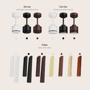 Ventilateur de plafond LED Anne Noir+Bois CCT Dim (20W)