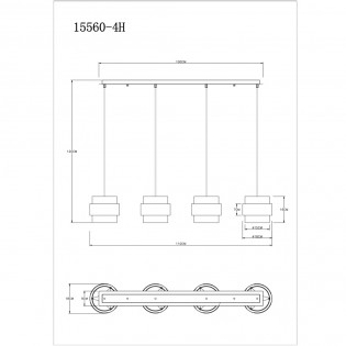 Lámpe a suspension linéaire Milley (4 Lumieres)