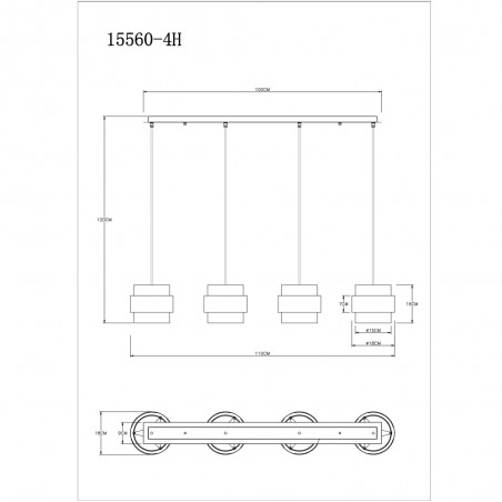 Lámpe a suspension linéaire Milley (4 Lumieres)