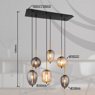 Lámpe a suspension Blacky Mix (6 lumieres)