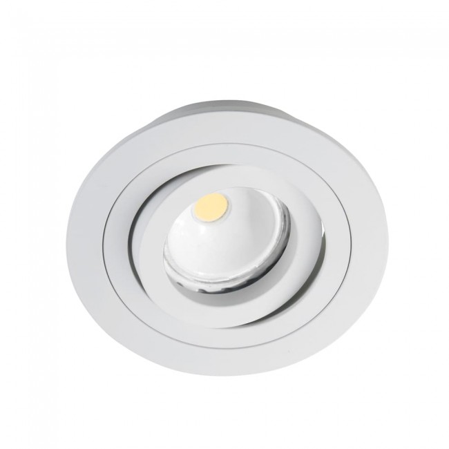 Luminaire encastrable HELIUM 1 lumière, inclinaison 30º et orientable 360º, rond avec finition blanc.