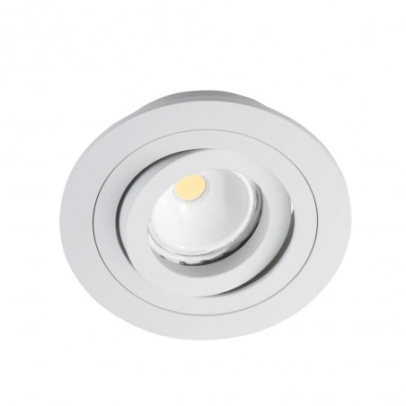 Luminaire encastrable HELIUM 1 lumière, inclinaison 30º et orientable 360º, rond avec finition blanc.