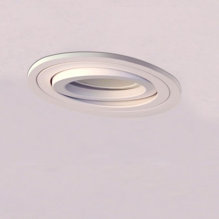 Luminaire encastrable HELIUM 1 lumière, inclinaison 30º et orientable 360º, rond avec finition blanc.