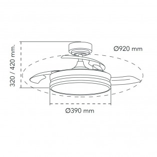 Ventilateur à LED avec pales rétractables Ilsa Mini Blanc CCT (35W)