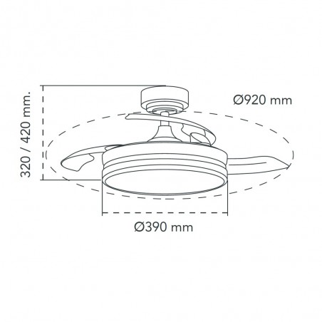 Ventilateur à LED avec pales rétractables Ilsa Mini Blanc CCT (35W)