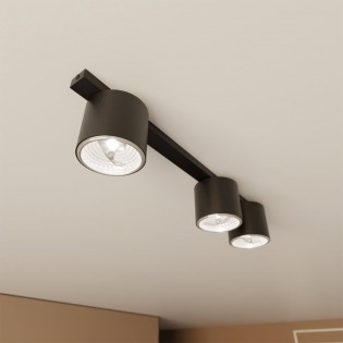 Réglette de plafond Valeno Noir (3 lumieres)