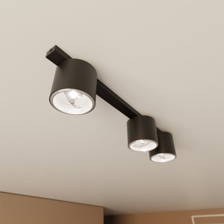 Réglette de plafond Valeno Noir (3 lumieres)