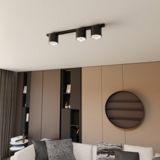 Réglette de plafond Valeno Noir (3 lumieres)