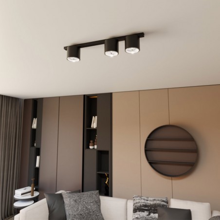 Réglette de plafond Valeno Noir (3 lumieres)