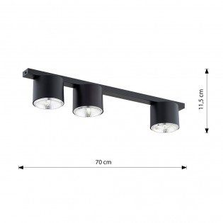 Réglette de plafond Valeno Noir (3 lumieres)