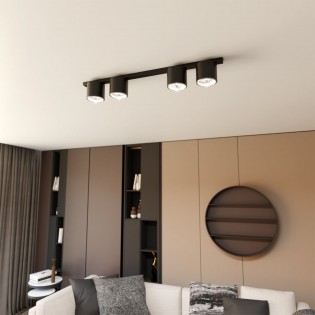 Réglette de plafond Valeno Noir (4 lumieres)