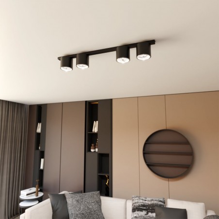 Réglette de plafond Valeno Noir (4 lumieres)