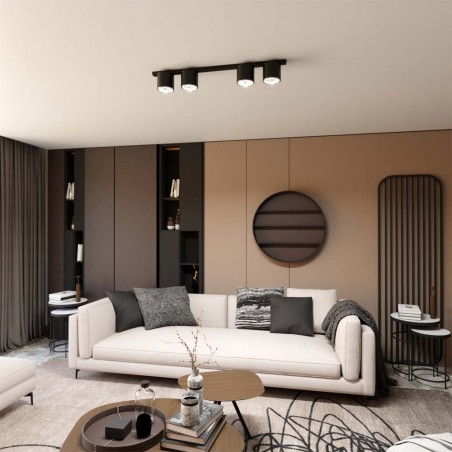 Réglette de plafond Valeno Noir (4 lumieres)